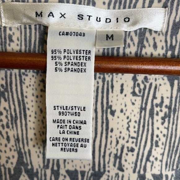 VINTAGE Max Studio Retro Print Dress Drop Waist Tied Side  Long Sleeve Size M - Picture 11 of 14